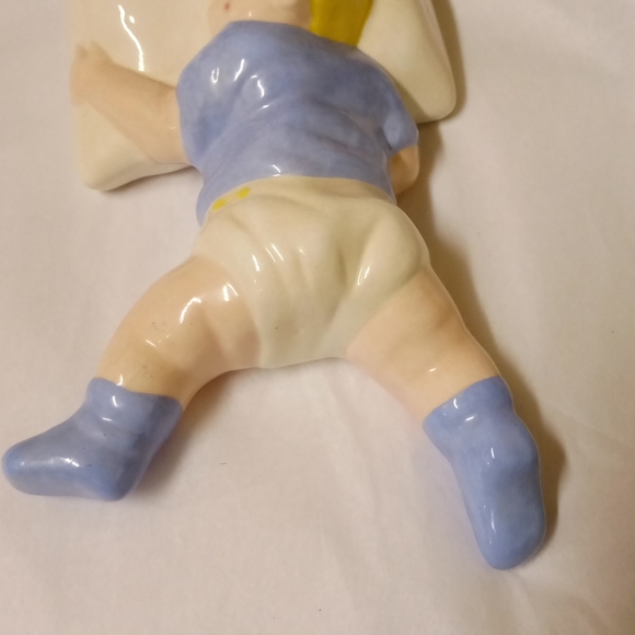 Vintage Handmade 1979, Baby Boy Sleeping on A Pillow Porcelain Ceramic 8"L x5.5 - Picture 3 of 10